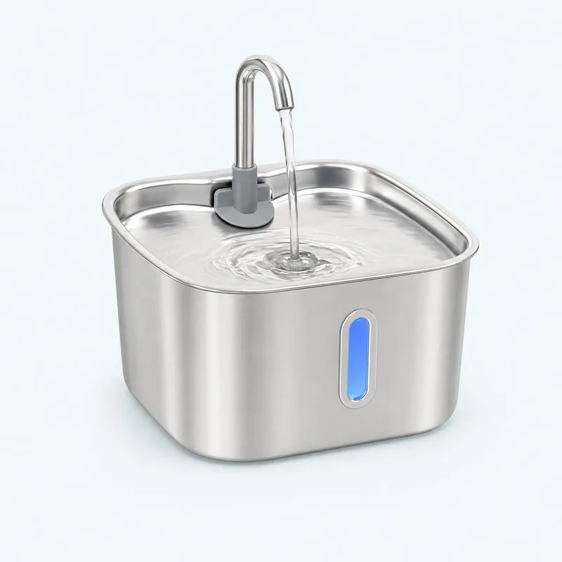 Fontaine à eau pour chat en acier inoxydable 2,2 litres Miaqua avec fenêtre de niveau